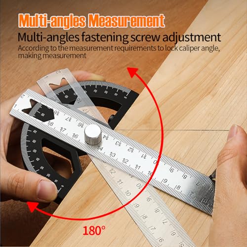 Kurras 12-Inch Adjustable Protractor Angle Finder Ruler for Woodworking