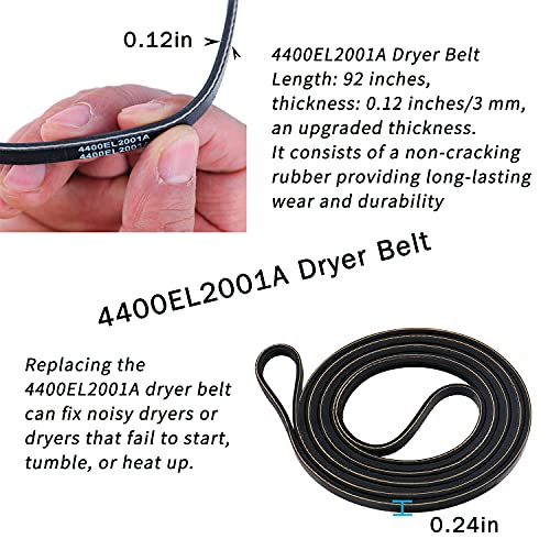 LG/Kenmore Dryer Repair Kit – Includes Drum Roller 4581EL2002C, Belt 4400EL2001A, Idler Pulley 4561EL3002A