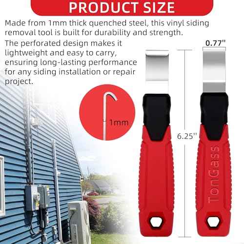 TonGass Vinyl Siding Removal Tool with Extra Long Non-Slip Grip Handle, Steel Blade Vinyl Installation and Removal Tool, The Ultimate Vinyl Siding Zip Tool, Avoid Damaging Vinyl Siding Tool