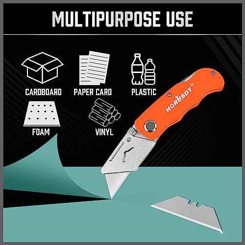 HORSUDY 100-Pack Utility Knife Blades, Box Cutter Blades Replacement with Dispenser, SK5 Carbon Steel