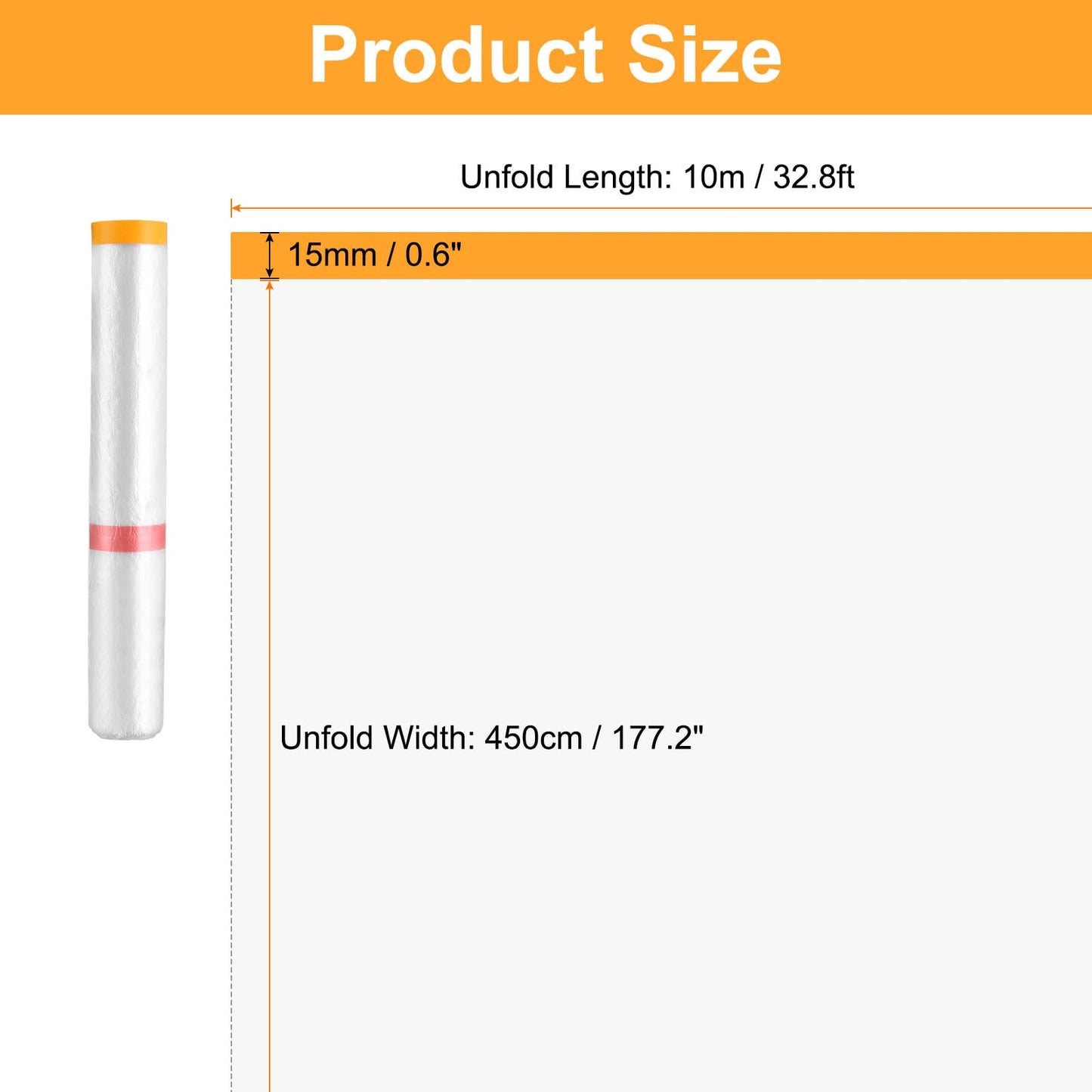 HARFINGTON Pre-Taped Masking Film 177.2" x32.8ft Double Adhesive Tape and Drape Painters Plastic Drop Cloth Film with Tape Plastic Sheeting for Automotive Painting Covering