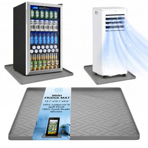 JoySil 19.7" Silicone Refrigerator Drip Tray Mat, Gray