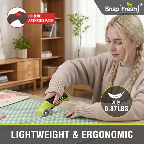 SnapFresh Green Cordless Electric Scissors for Cardboard Leather Plastic 4V
