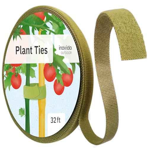 Hook & Loop Plant Ties: 32 ft Self-Adhesive, Extra-Strong Garden Tape for Weatherproof Plant Support ? Reusable ? Support for Climbing Plants ? Indoor and Outdoor Gardening by Inovida
