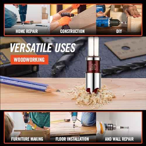 5Pcs Countersink Drill Bit Set, Premium Drill Bit with 82-Degree, 5 Flutes, Quick-Change Hex Shank, 1/4 Inch to 3/4 Inch Size, Counter Sink Bits for Wood, Metal, Plastic