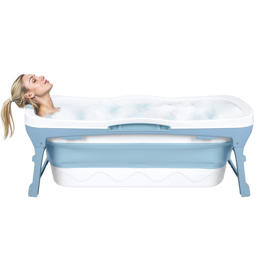 56 Inch Portable Bathtub Adult, Foldable Bathtub, Collapsible Bath Tub For Adult, Foldable Pop Up Outdoor Shower Soaking Hot Spa Bath Tub, Outside Ice Bath 56.3"×24.41"×23.23"