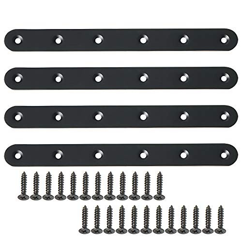 Alise 8 Inch Black Flat Bracket - Heavy Duty Wood Shelf Mending Plate