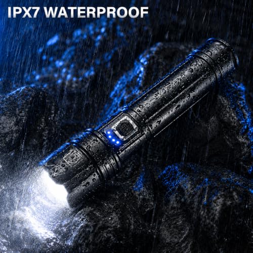 AKNEAR Rechargeable LED Flashlight 2 Pack High Lumens Super Bright Black