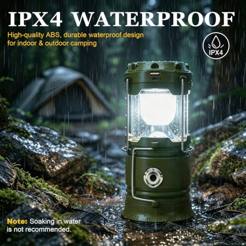 Solar Camping Lantern & Emergency Flashlight – Collapsible, Rechargeable, Waterproof LED Lantern