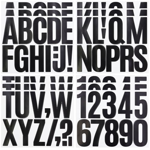 Black 3 Inch Vinyl Letter and Number Stickers - Self-Adhesive Craft Sheets