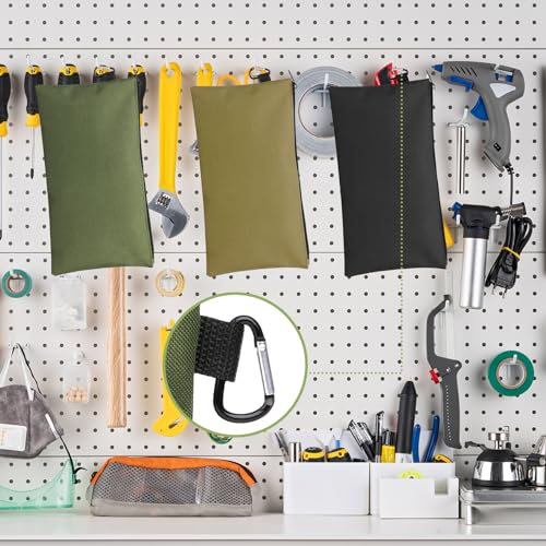3 Pack Tool Bags Zipper Pouch - Heavy-Duty Waterproof Storage Organizer - Tan, Navy, Green