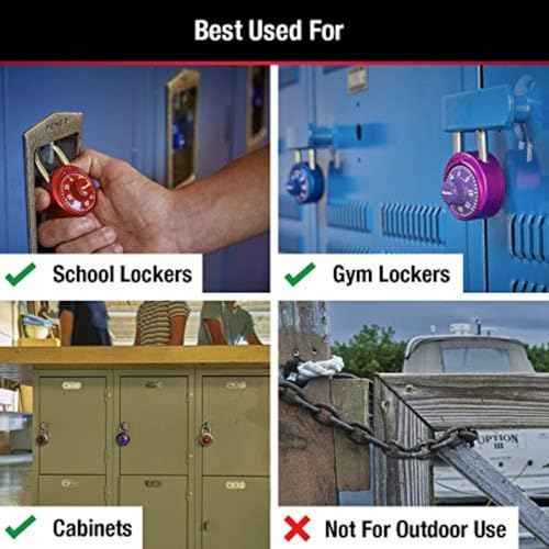 Master Lock 1530DCM School or Gym Locker Lock Combination Padlock, Back to School Essential, Pack of 1 - Colors May Vary