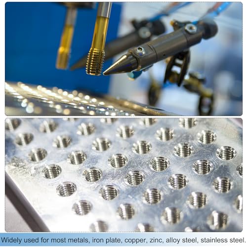 uxcell Metric Thread Tap M8 x 1.25 H2 120mm Extra Long Titanium Coated High Speed Steel 6542 Straight Flute Screw Thread Milling Machine Taps Threading Tapping Repair Tool