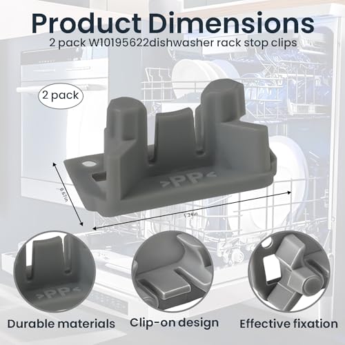 WPW10195622 Dishwasher Rack Stop Clip 2Pack for Whirlpool & Kenmore
