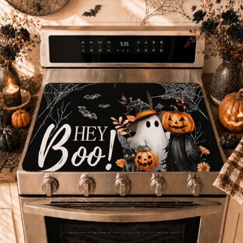 Boo Stove Top Cover 28x20 in Halloween Ghost Design for Electric Stoves