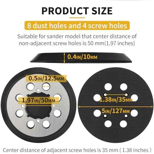 Sander Pad for Dewalt, 5" 8 Hole Hook and Loop Replacement Orbital Metal Sander Pad for DeWalt DWE6421 6421K DWE6423 6423K DCW210B Random Orbital Sander Part DWE64233 & N329079