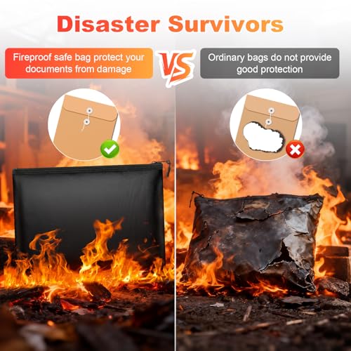Fireproof Waterproof Document Bag 13.5 x 10 Inches for Safe Storage
