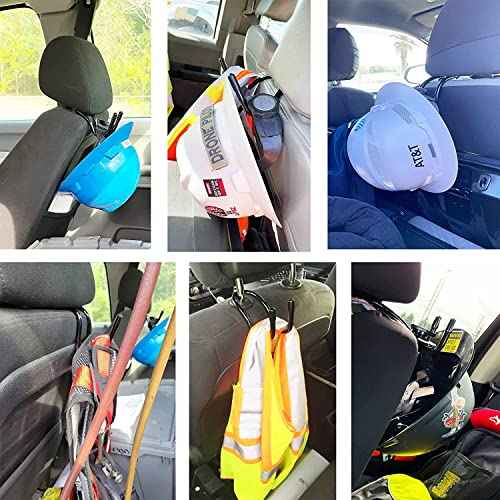 Pmsanzay Universal Over The Seat Hard Hat Rack,Hard Hat Holder Back Seat Hanger Headrest Hook - Strong & Flexible - Simple, Easy to Bend into The Needed Shape and Holds Hard hat and Vest with Ease.