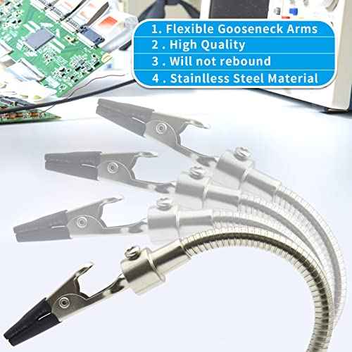 Kaisiking Helping Hand Soldering Third Hand Soldering Tool PCB Holder with Soldering Iron Stand, Metal Base Flexible Metal Arms for Soldering, Electronic Repair