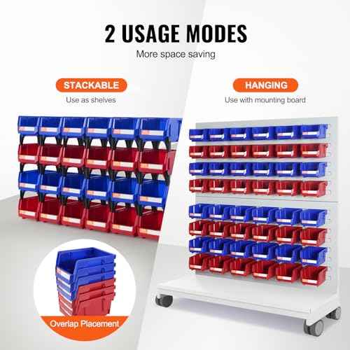 VEVOR Plastic Stackable Storage Bins 24 Pack (5 x 4 x 3-Inch), Hanging Stackable Storage Organizer Bins, Heavy Duty Stacking Containers for Closet, Garage, Office, or Small Parts Organization