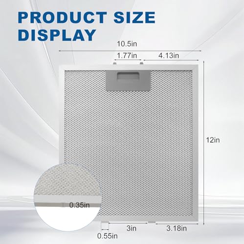 ENKTIK 12" x 10.5" Range Hood Filter Replacement W10169961A (2 Pack) for Whirlpool & More
