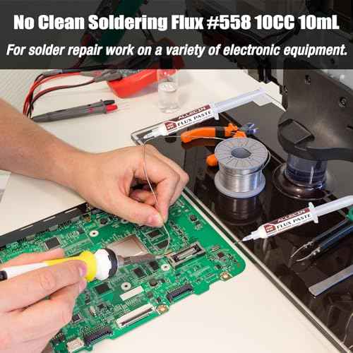 No Clean Soldering Flux 558 10CC 10mL Lead-Free Less-Smoke Rosin Solder Fluxes Paste Syringe for Electronics 10 milliliters with Needle Dispensing Tool (Pack of 1Pcs)