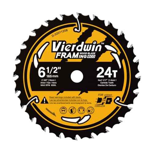 6-1/2 Inch 24-Teeth(1PC) Circular Saw Blade with 5/8'' Arbor, High-Density Carbide Teeth for Wood, Plywood, OSB & More