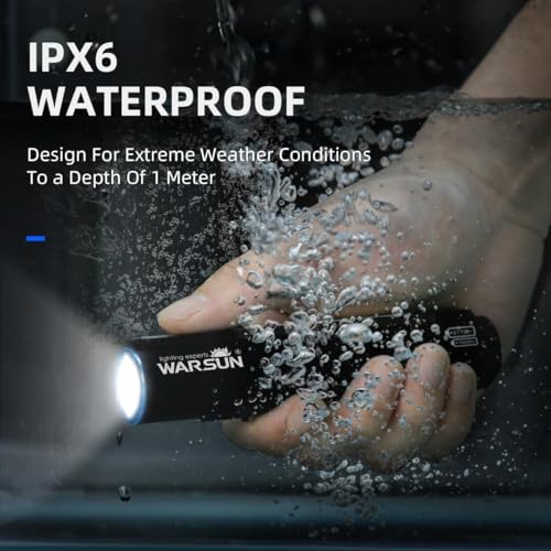 WARSUN SQ03 EDC Pocket Flashlight - Rechargeable 1000 Lumen LED Flashlight with Clip, Magnetic Base, Type-C Charging, Waterproof Aluminum Alloy Body for Camping, Hiking, Night Walks, Home Use