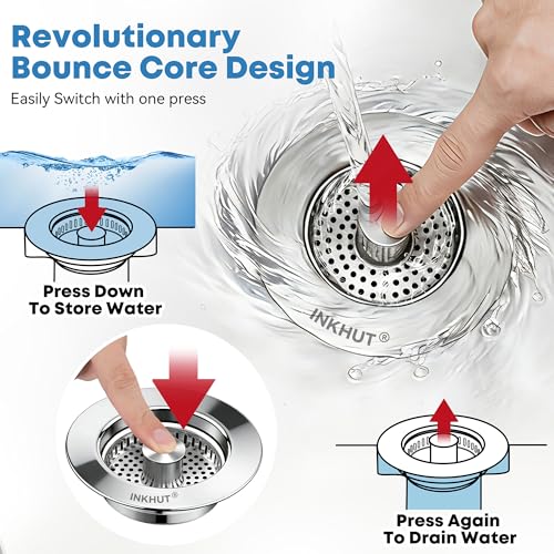 Inkhut Silver 3-in-1 Kitchen Sink Drain Strainer - 1 Pack Upgrade