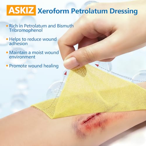 16 Pack 4x4 Inch Xeroform Petrolatum Gauze Dressings for Wound Care, Non-Adherent Mesh Pads