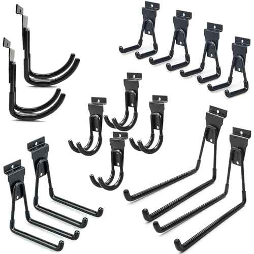Slatwall Hooks, Garage Slatwall Accessories, Multi Size Slat Wall Accessory, 14 Pack Utility Hooks for Slatwall