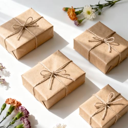 KINGLAKE Natural Jute Twine String Brown 2mm x 656 Feet for Crafts Gift Wrapping Garden