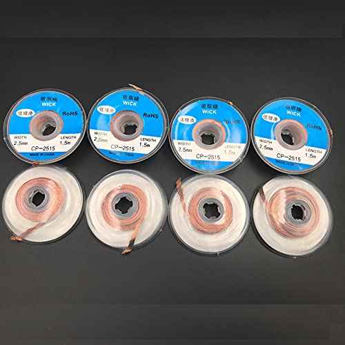 SAUTOP 8pcs Solder Wicks No-Clean Solder Braided Wicks Desoldering Wicks CP-2515,width 2.5mm Length 1.5 meters