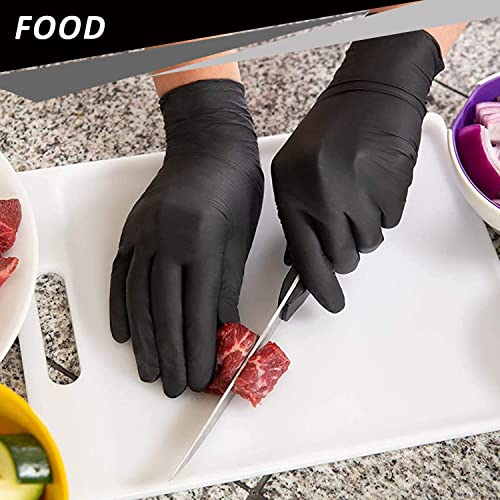 PROMEDIX P Black Medium Nitrile Disposable Gloves 4mil - 100 Count, Latex-Free, Powder-Free Food Safe Household Gloves