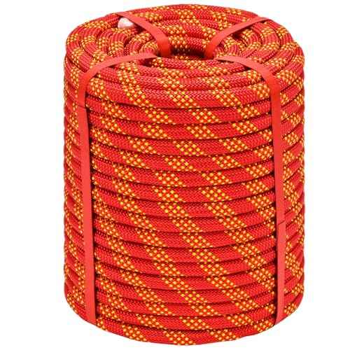 Arborist Rigging Rope - Red 1/2 in x 150 Ft Static Bull Rope for Climbing Tree Felling Pulling Various Outdoor Applications Construction Swing Sailing