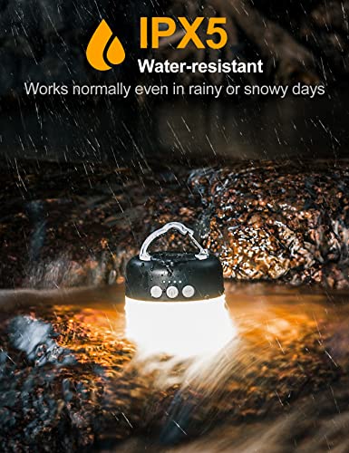 ZMNT Rechargeable LED Camping Lantern Black 1000LM, 300H Runtime, Water-Resistant Emergency Light