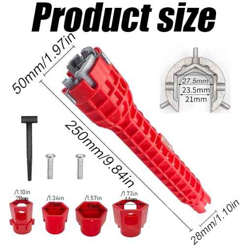 14 in 1 Faucet and Sink Installer Tool, Multifunctional Sink Wrench, Red Basin Wrench for Kitchens, Sinks, Toilets, Bathrooms, yf-14in