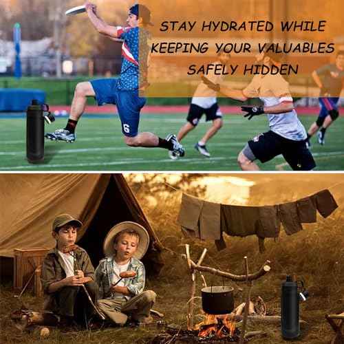 Diversion Safe Water Bottle 13.5oz with Secret Compartment Hidden Compartment for Travel, Beach, Car to Store Valuables Fit with 14-15 Iphone (White)