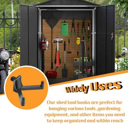 9 Pcs ABS Storage Shed Tool Hooks, Heavy Duty Shed Accessories & Hooks - Compatible with Suncast & Craftsman Sheds, Black J/U/V Shape for Organizing Ladders, Hoses & Garden Tools in Outdoor Sheds.