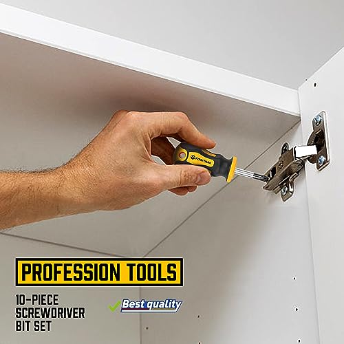 Amartisan 10-Piece Magnetic Screwdrivers Set with Ergonomic Handles - Yellow Variation