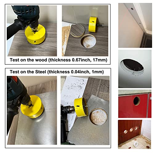 Bi-Metal 4 inch Hole Saw with Arbor Mandrel for Deeper Cutting of Wood,Cornhole Boards,Drywall,Plasterboard,Plywood,Steel,Aluminium,Brass,Copper,Zinc,Tin,102mm
