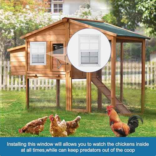 1 Pack Shed Window 14"X21" White Flush Mount Household Windows with Tempered Glass and Fiberglass Screen for Shed Chicken Coop Playhouse and Garage