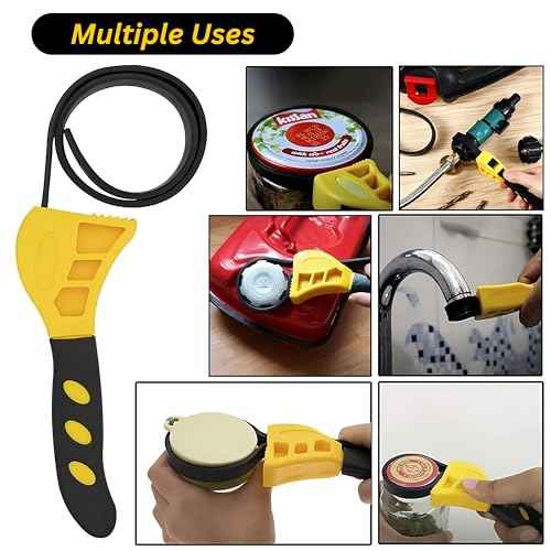 2-Pack Adjustable Rubber Strap Wrench Set ? 25.20" & 20.48" Heavy-Duty Strap Wrench for Oil Filter, Jar Opener, Water Filter, Plumbing, Sink, Faucet ? Non-Slip Multipurpose Wrench Tool