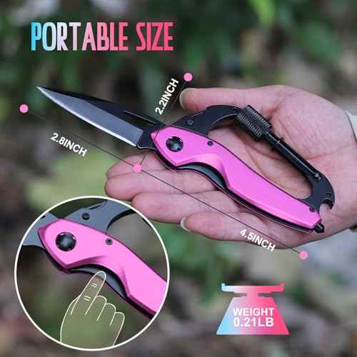 Pink Multitool Knife for Women Wife Mom Gifts, Stocking Stuffers for Christmas Gifts, EDC Multitool, Hiking Fishing Camping Gear for Women, Multitools with 2.81 inch Blade, Screwdriver, Bottle Opener