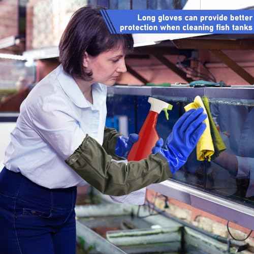 MUMUKE Long Waterproof Gloves, Long Chemical Gloves, Reusable, Padded Cotton Lined/Acid & Oil Resistant 28 inch