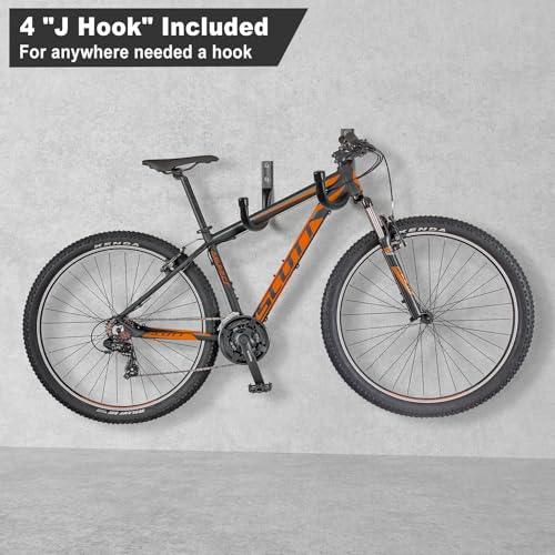 Garage Hooks, 20-Pack Steel Garage Accessories for Organization and Storage, Heavy Wall Mount Duty Hooks with Anti-Slip Coating for Hanging Ladder, Bike, Power Tools and More Tools, Black