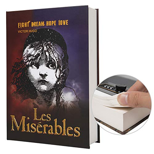 PACOLO Les Miserables-Combination Paper Transfer Book Safe with Hidden Compartment, Lock, 8.7x6x2 inches