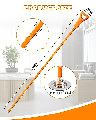 VILINLEE 25 Inch Drain Snake Clog Remover Tool 6-Pack for Kitchen & Bathroom