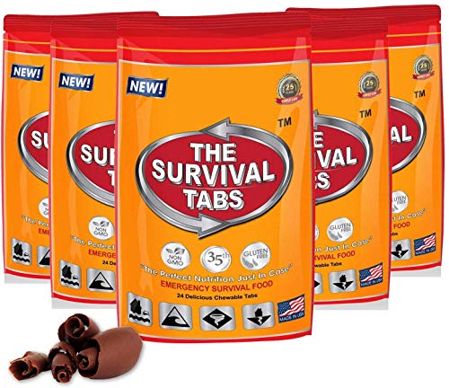 Emergency Survival Food Tabs - 10-Day Chocolate High-Protein Pack, 120 Tablets