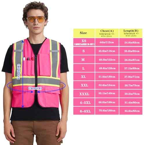 A-KSAFETY High Visibility Safety Vest for Men Women with Pockets and Zipper